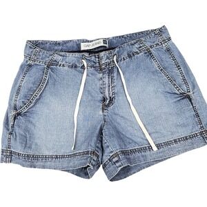 Gap Jeans Denim Drawstring Shorts Large Y2K Cotton Light‎ Wash Back Flap Pockets